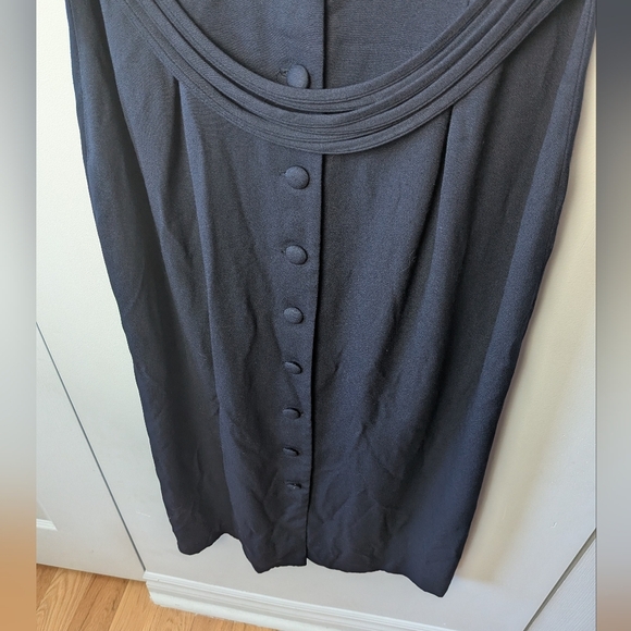 VINTAGE Jessica Women Dress Size 10 Petite Made In Canada Floral Navy Blue White - Picture 4 of 12